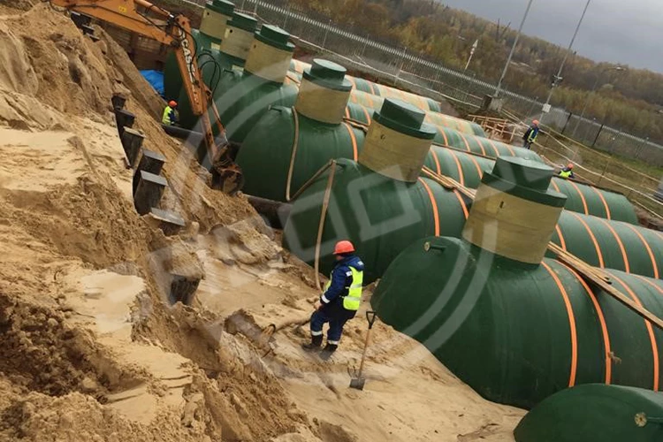 Установка подземных резервуаров для воды из стеклопластика