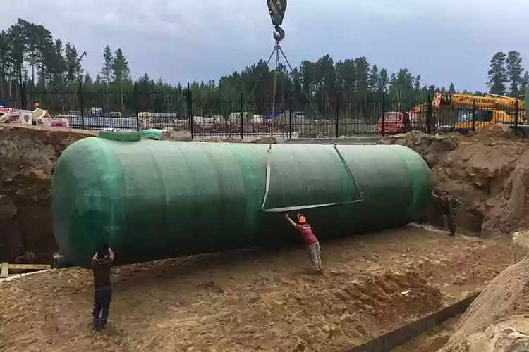 Подземный монтаж пожарного резервуара